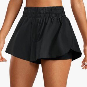 CRZ YOGA | 2 in 1 Flowy Running Shorts for Women High Waisted Quick Dry